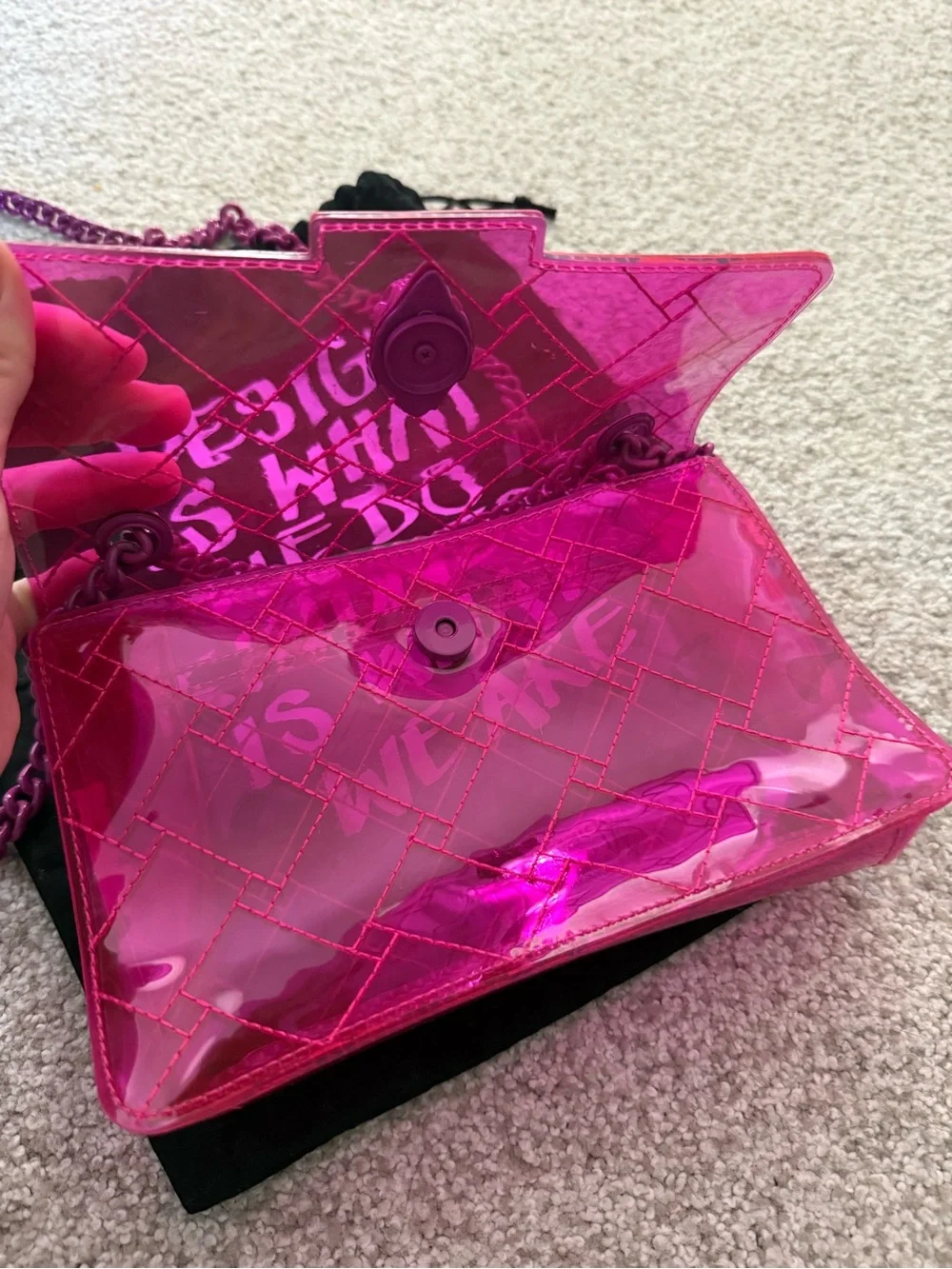 Kurt Geiger London Vinyl Fuscia Drench Bag - Picture 4 of 6